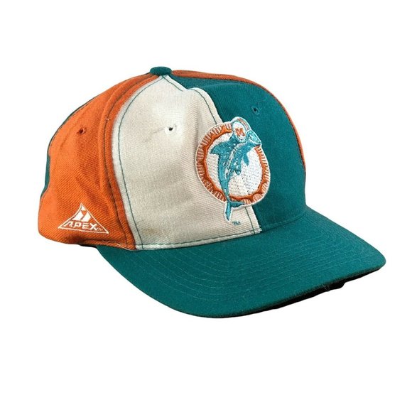 Vintage Apex One '90's Miami Dolphins spilt Color Block snapback hat Ballcap - Picture 3 of 10